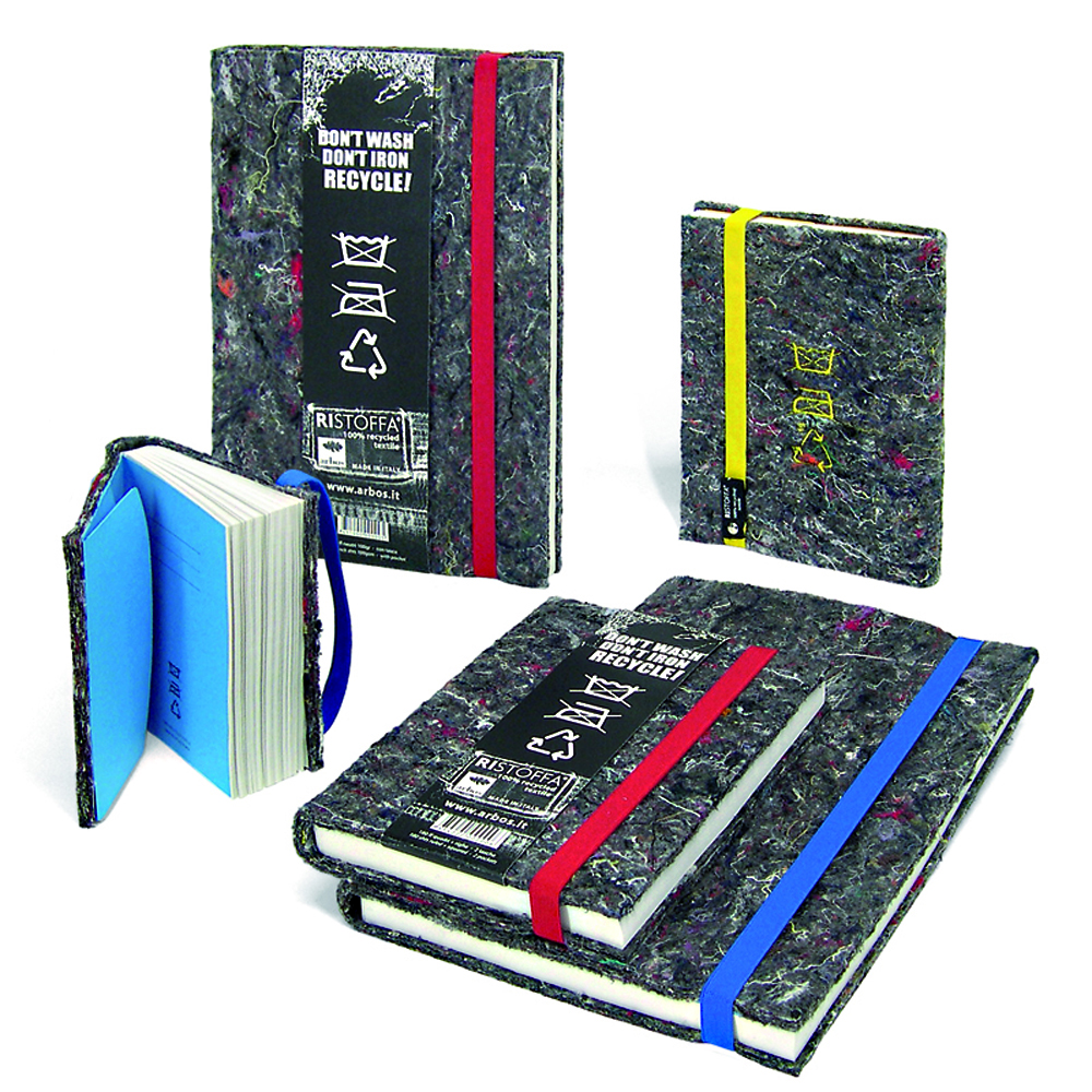Ristoffa® plain notebook in recycled fabric with embroidery and recycled paper.