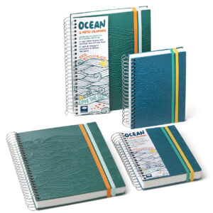 Ocean spiral notebook in Second Life® recycled plastic and recycled paper.