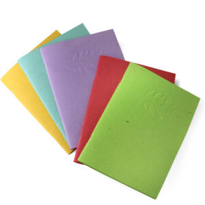 Foglia plain notebook in straw paper with colored pages, 5 assorted colors.