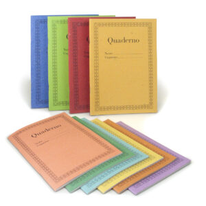 Quaderni plain notebook in A5 with soft straw paper cover, assorted colors.