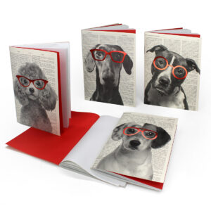 Cave Canem plain notebook in recycled cardstock and paper, 12x17 cm, 4 assorted designs.