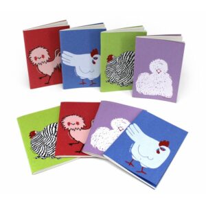 Chicken plain notebook in straw and recycled paper, 12x17 cm, 4 assorted colors.