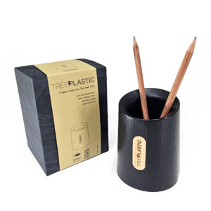 Treeplastic pen holder with wood insert, gift box with warranty booklet